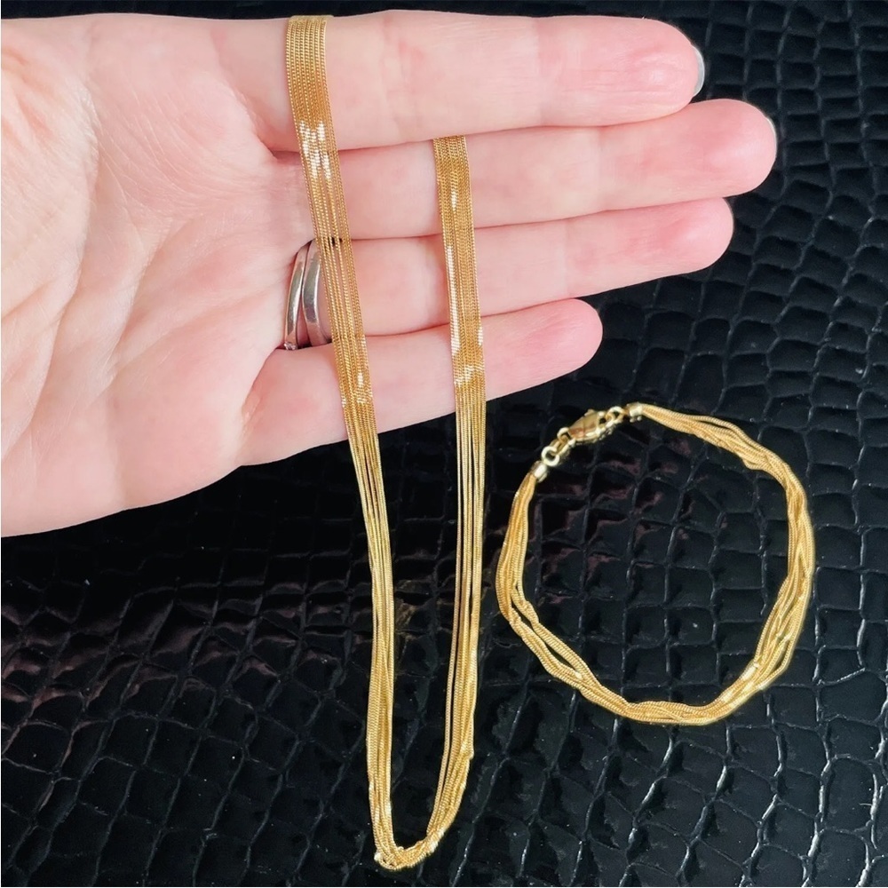 Solid 18k Gold Multi Strand Layering Chain Neckla… - image 5